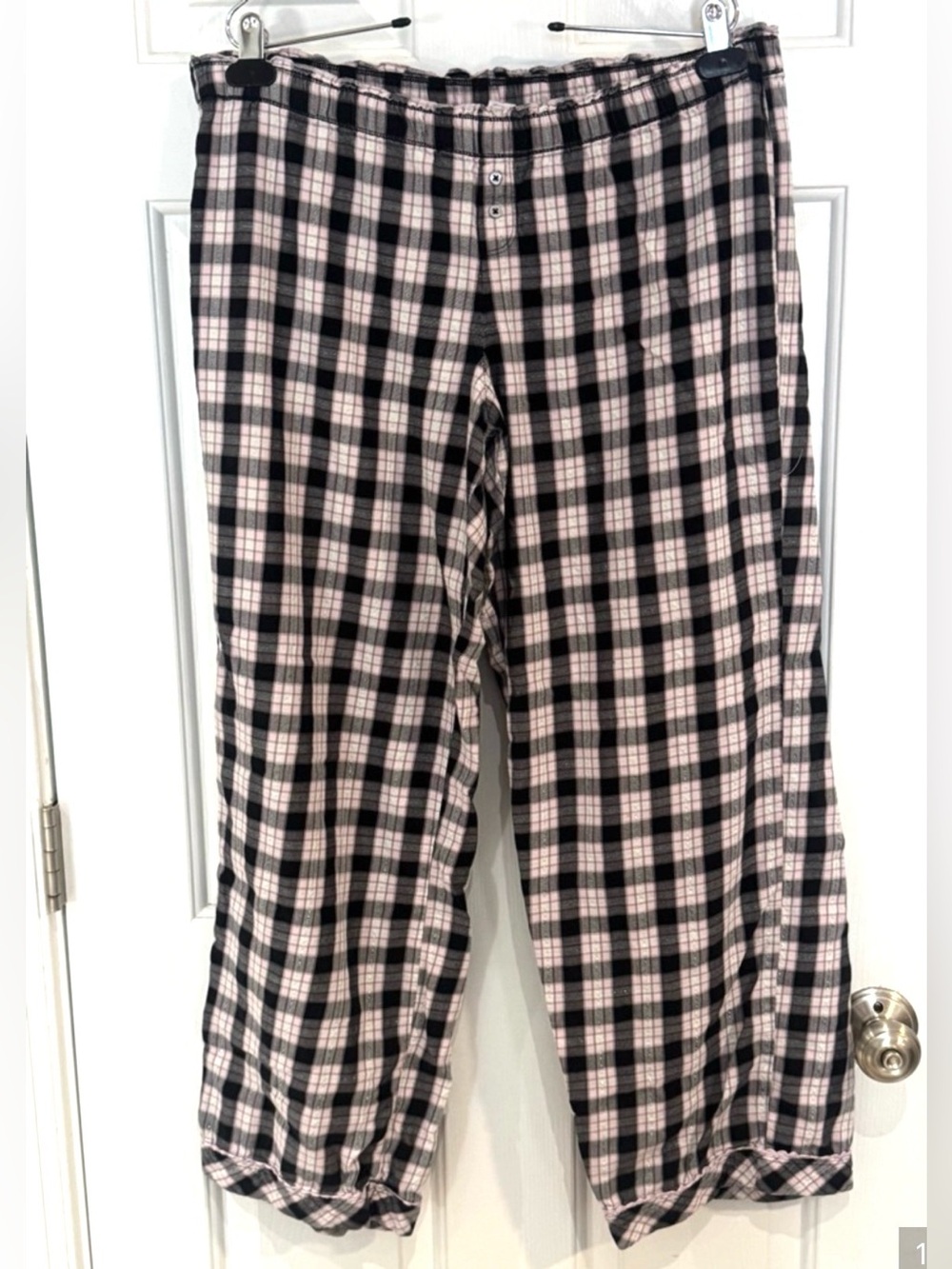Victoria's Secret Black and Light Pink Plaid Lounge Pants